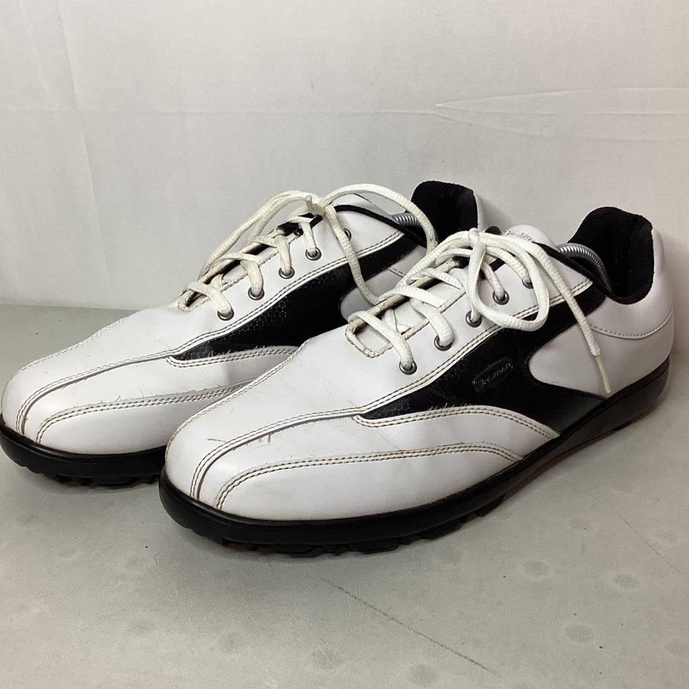 Spli-mar Mens US 12 UK 11 White Black Leather Golf Shoes‎ Lace Up